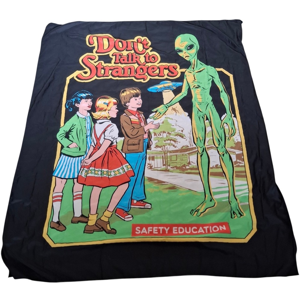 Steven‎ Rhodes Throw Blanket Dont Talk To Strangers Alien UFO Retro 50x60 Y2K